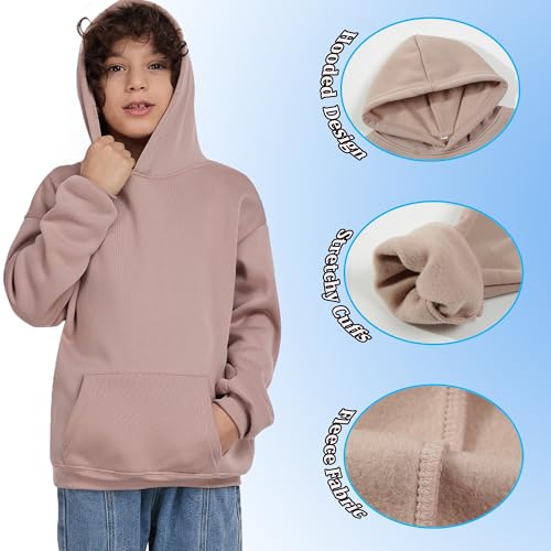 Image of Kids Athletic Pullover Hoodie Sweatshirt with Pocket Tops,2-12Years | Boys and Girls Fleece Hooded Christmas Halloween Teen Girls Athletic Hoodie Solid Color Lightweight Classic Kids Clothes