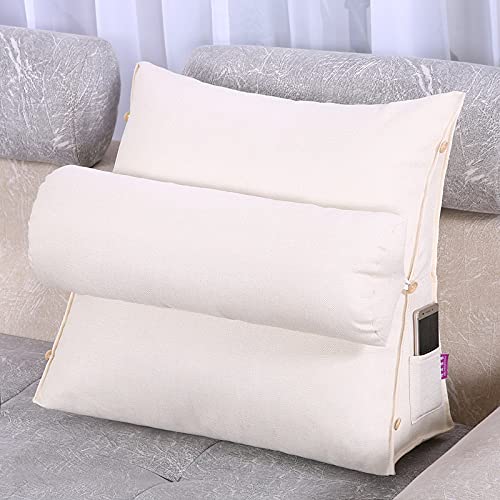 Coseyil Cojín de lectura, cojín de respaldo, triangular, con soporte para el cuello, para la cintura, para la televisión, adecuado para oficina, lectura o televisión, color beige