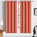 Yakamok Light Blocking Darkening Thermal Insulated Blackout Curtains Solid Grommet Top Window Draperies/Drapes/panels for Bedroom/Living Room 52x63 Inch Coral Orange 2 Panels
