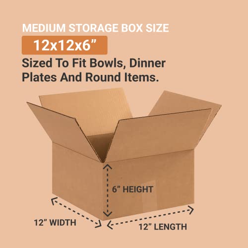 Image of BOX USA Shipping Boxes Flat 12 inchL x 12 inchW x 6 inchH 25-Pack - Corrugated Cardboard Box for Moving, Mailing, Packing, Packaging and Storage
