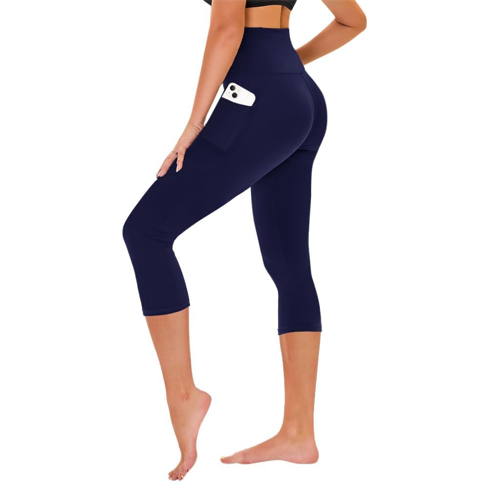 TNNZEET Capri Leggings for Women - Tummy Control High Waisted Soft Yoga Pants for Gym Workout