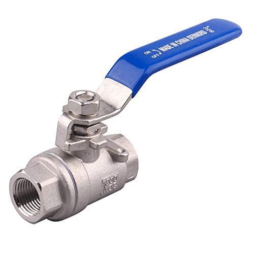 DERNORD Full Port Ball Valve Stainless Steel 304 Heavy Duty for Water, Oil, and Gas with Blue Locking Handles (3/8" NPT)