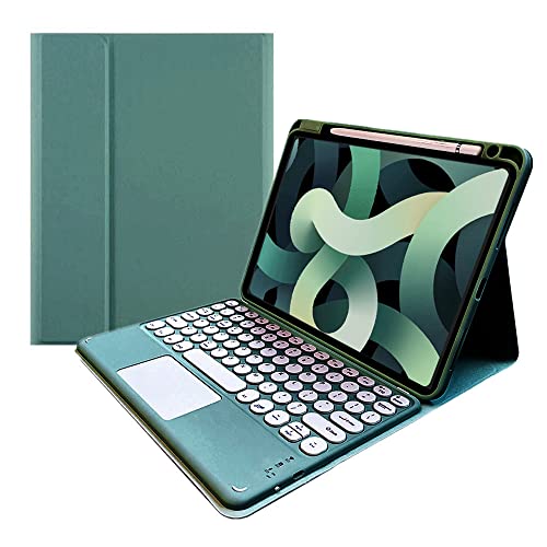 kaitesi iPad 10th Generation Keyboard Case - Touchpad Detachable Keyboard with Pencil Charging Holder - iPad 10 2022 10.9 inch Slim Leather Folio Smart Cover (Dark Green)