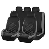 5 Seats Car Seat Covers for Toyota Corolla Cross 2020-2026, Front and Rear Seat Full Protection Scratch Resistant, Compatible with Most Cars, SUVs & Trucks,B Black+Grey