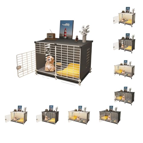 LIVIAペットサークル ペットケージ ペットハウス トレイ付きで 犬ケージ お手入れ簡単 ベーシック 犬 サークル 中型犬 小型犬用ゲージ 簡単な組み立て 屋根と車輪付き 大容量 ペットゲージ 屋内および屋外での使用に適しています (ブラック,73*37