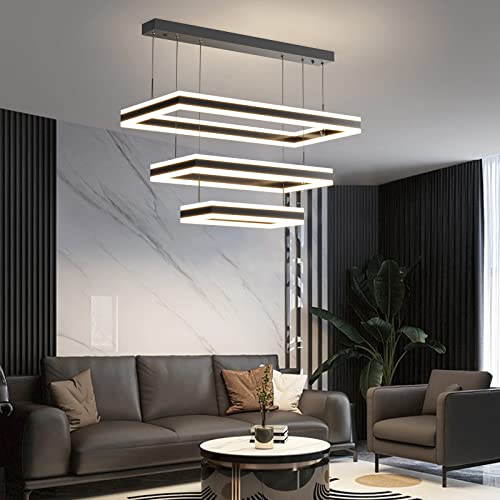 Matven Modern Ceiling Pendant Light, LED Chandelier with Remote Control Dimmable 3 Color Mode & Brightness, Anti-Flicker Pendant Lights Kitchen Island Light Fixture for Dining Room Living Room by Matven - Used condition - US$100.94