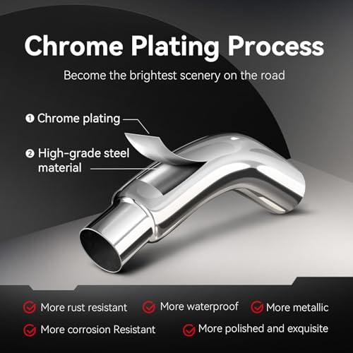 Exhaust Tip, 4 Inch Diesel Exhaust Tip Elbow Tip with a Clamp, 4'' Inlet 7'' Outlet Chrome Exhaust Tip for Pickups, Trucks and Cars by HILMITILE - Image 3