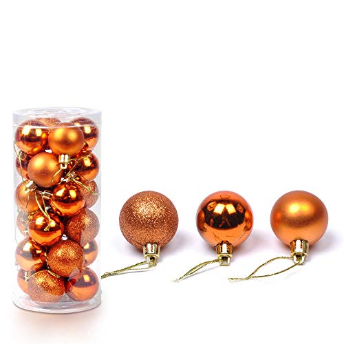 dDanke Christmas Ball Ornaments Shatterproof Decorations Glitter Tree Balls for Home Decoration (Orange,4cm, 24Pcs)