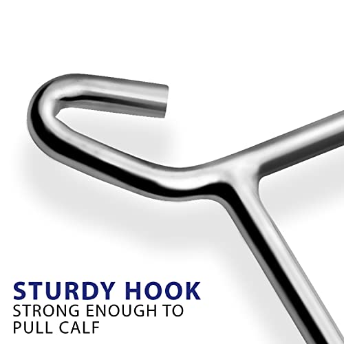 Image of Durable OB Handle Apparatus with 2 Handle Puller Hooks and 2 Chains - Stainless Steel for Cow, Goat, and Cattle Delivery Instruments on Dairy Farms, 45 Inch