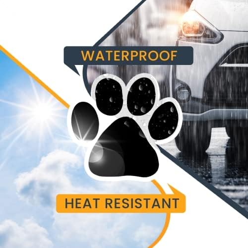 Image of Black Pawprint Pup Car Magnet 5 Inch 2 Pack, Dog Lover Gift | Heavy duty magnetic decal for car, truck, SUV or fridge, full color UV printed