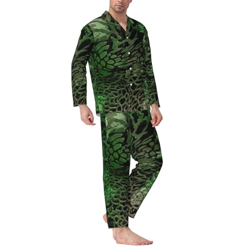 Pyjama homme imprimé serpent vert 2 pièces à manches longues - 2