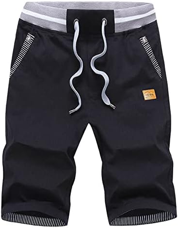 JustSun Mens Summers Cotton Casual Shorts Elastic Waist Pockets
