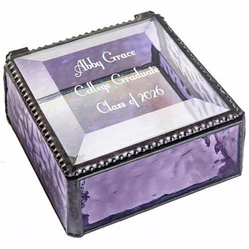 Graduation Gift Personalized Jewelry Box – High School or College Graduate Class of 2026 – J Devlin Box 899 EB217-3 (Purple)