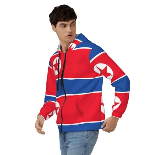 Sweat à capuche zippé à manches longues imprimé drapeau coréen - 4