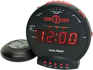 Sonic Bomb Dual Extra Loud Alarm Clock with Bed Shaker, Black | Sonic