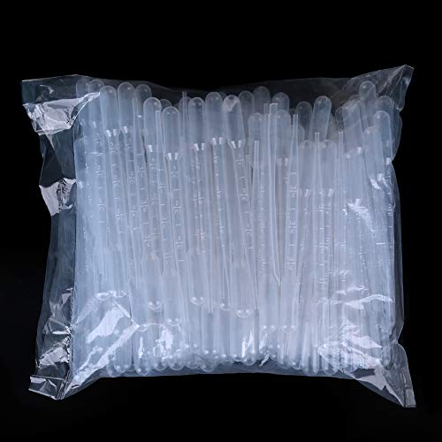 Ovsor 100PCS Plastic Disposable Transfer Pipettes,3ml Calibrated Pipette Dropper for Essential Oils and Science Laboratory