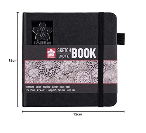 Cahier de croquis noir Sakura 140 g à couverture rigide durable - 8
