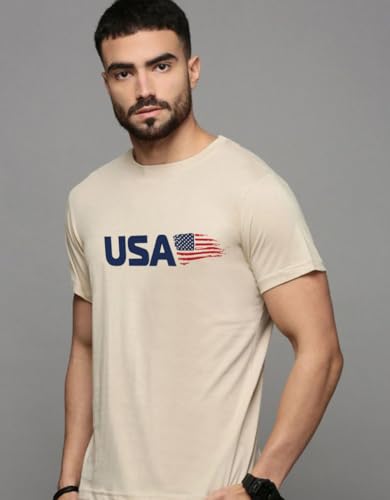 Image of Veirdo Regular Fit Half Sleeves Round Neck Typographic Printed Pure Cotton T-Shirt for Men (Available Colors: Black, Navy, Swan White, & White) (Sizes: S to 2XL)