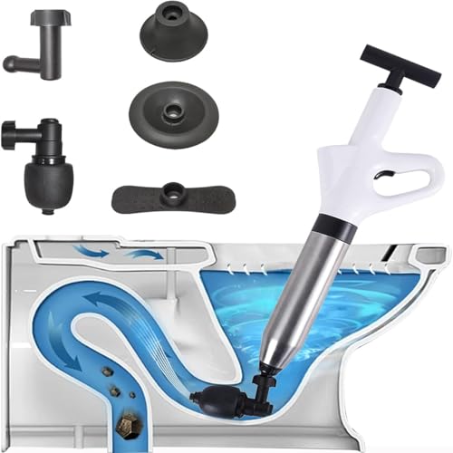 CHICIEVE Stura WC, desentupidor de pressão, bomba desentupidor de drenagem de pressão, êmbolo para sanita, desentupidor de pressão, desbloqueio pia de cozinha e casas de banho/bidé (branco)
