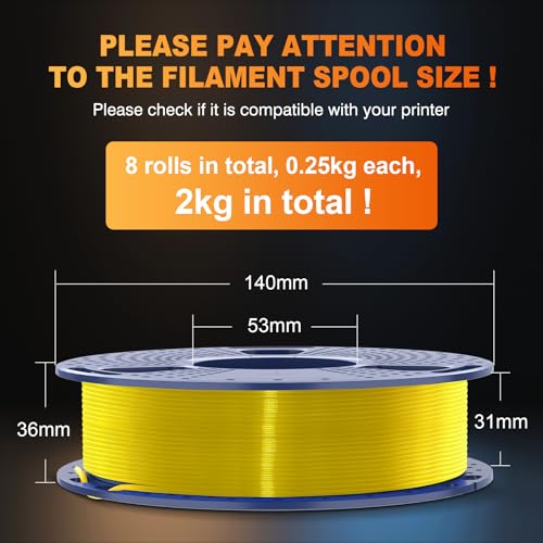 Image of SUNLU PLA 3D Printer Filament Bundle, Muticolor PLA Meta Filament Bundle 1.75mm, Fast Printing, Individually Vacuum Packed, 250G Spool, 8 Rolls, Black+White+Grey+Blue+Green+Red+Pink+Yellow