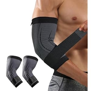 HiRui 2 PACK Elbow Brace for Men Women, Elbow Compression Sleeves With Adjustable Straps, Tennis Elbow Golfer Elbow Treatment Arm Support for Workout Weightlifting Tendonitis Pain Relief (Black, Small)