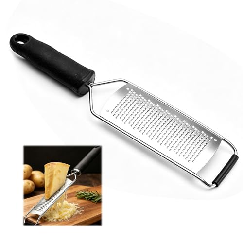 Rallador De Cocina Multifuncional, De Acero Inoxidable, Con Cuchillas Afiladas, Mango Antideslizante De Tpr Y Tapa Protectora; Apto Para Queso, Limón, Verduras Y Chocolate