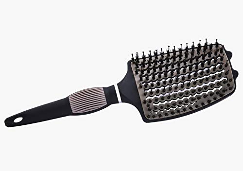 Curved Vented Over-Sized Anti-Static Boar Bristle Styling Hair Brush For Any Hair Type Men,Women,Kids.smooth,Style,Detangle,Massage,Blow-Dry,Use On Long,Short,Thick,Thin,Curly,Tangled,Wet Or Dry Hair. #TOP1