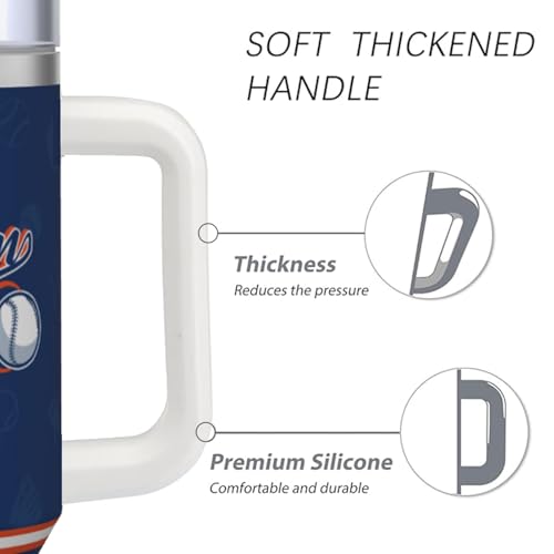 Image of Houston 30 oz Tumbler with Handle and Straw,Car cup,Coffee Mug,100% Leakproof Insulated Tumbler with Lid and Straw,Made of Stainless Steel,Cup Holder Friendly Base,Classic Collection Gifts for Fans