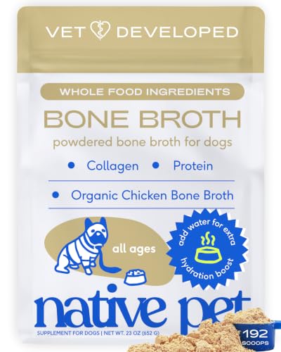 Image of Native Pet Bone Broth for Dogs and Cats - Chicken Bone Broth Powder Dog Food Toppers for Picky Eaters - Provides Extra Nutrition for Joint Strength, Immune Support & Heart Health - 192 Scoops