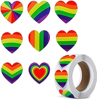 Gay Pride Stickers Pride Accessories,Aesthetic Rainbow Stickers Roll Personalised Valentine Love Pride Stickers Colourful Party Decorations for Scrapbooking Laptop (8 Type Small Rainbow 500pcs)