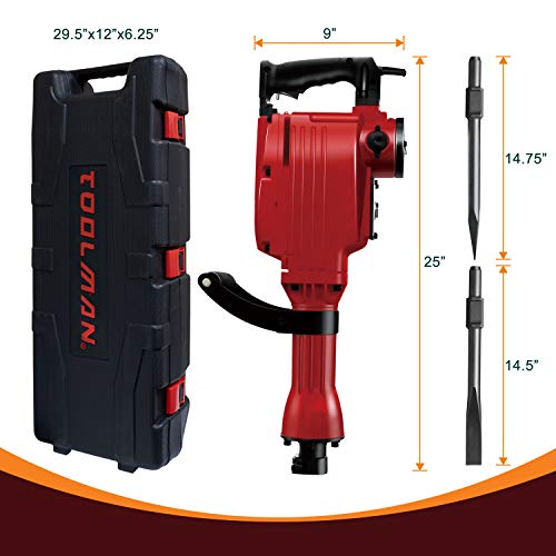 Toolman Electric Demolition Jack Hammer works with DeWlat Makita Accesories (Jack Hammer14.0 A) - Thumbnail 3
