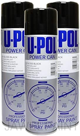 U-POL Car Paint Power Can Gloss Black 3 x 500 ml Aerosols Spray Cans