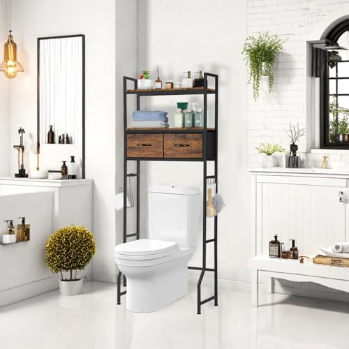 La mejor selección de Muebles de baño , tabla con los diez mejores. 48 Estantería sobre el Inodoro, Organizador de baño de 2 Niveles, Estante de Almacenamiento de Baño Ajustable, 4 Ganchos Móviles y 1 Portarrollos de Papel Higiénico Se Adapta la...