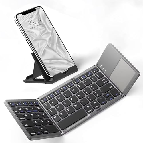 Tek Styz スリム折りたたみ式ワイヤレスキーボード HTC 5G Hub対応 TOUCHPADマウス付き 完全ユニバーサル 48時間使用 560日間のスタンバイ、ポータブル、コンパクト、三つ折、充電式!