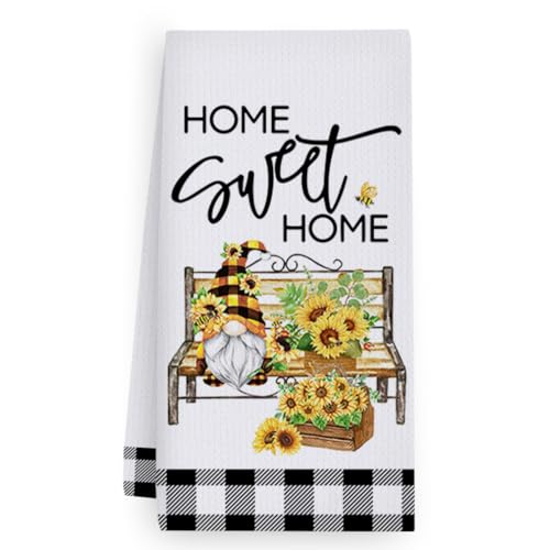 Geschirrtücher Gelbe Sonnenblume Handtücher Waffeltücher Küchentücher Geschirrhandtücher Saugfähige Trockentücher Küche Multi-Purpose Abtrockentücher Küche Handtuchset 4 Stück (40x60cm) – Bild 3