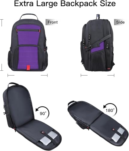 Image of ANTERK Extra Large Backpack, Travel Laptop Backpack, Sturdy TSA Water Resistant 17.3 Inch Carry on Backpacks, Anti Theft Business Computer Backpacks Gifts for Men Women, Purple