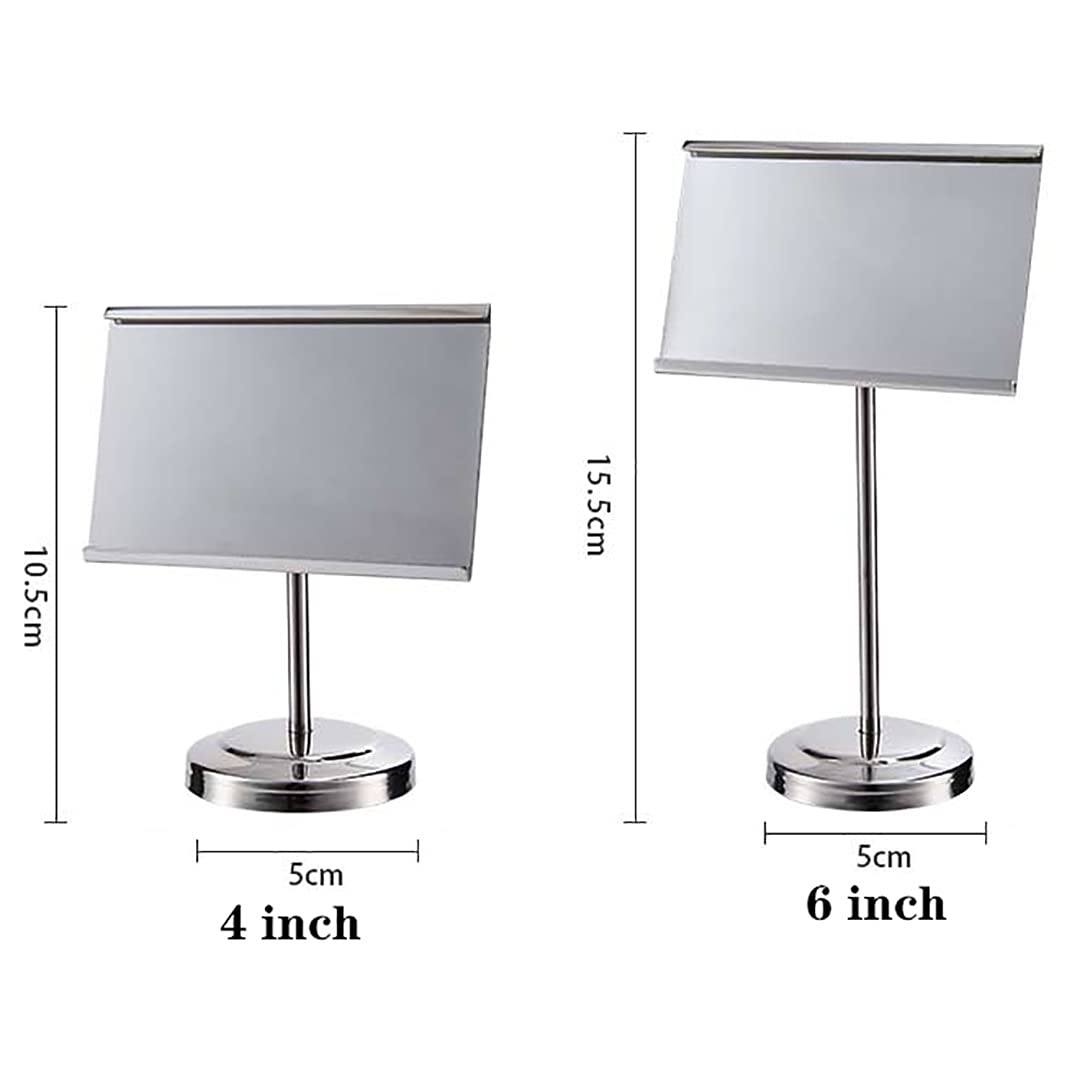 soportes para tarjetas, soportes para números de mesa, soporte de acero inoxidable, varios tamaños plateados, soportes para números de mesa de 4 pulgadas y 6 pulgadas para bodas/4 pulgadas (6 pulgad