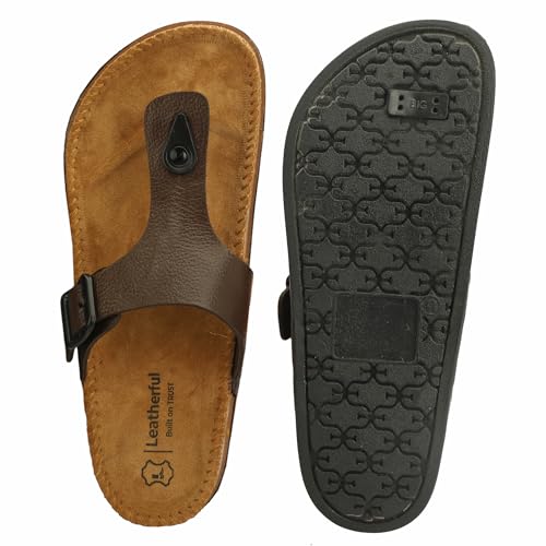 Image of Leatherful Men's premium leather slipper | Genuine Leather upper | Suede Leather Insole | PU sole | Stylish flip flop for men |