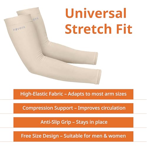 Image of FOVERA UV Sun Protection Arm Sleeves for Men & Women - UPF 50+ Cooling Hand Cover for Biking, Cricket, Driving & Cycling - Seamless Compression Tattoo Cover & Tan Protection Guard