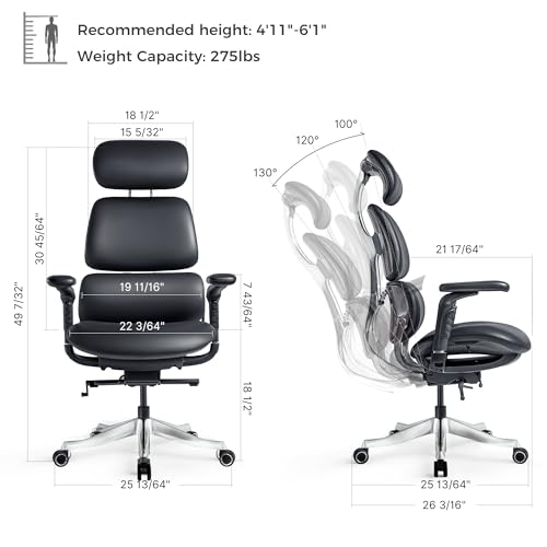 EUREKA ERGONOMIC Executive Office Chair, High Back Office Chair with Lumbar Support, Silicone Leather Executive Desk Chair Comfy Computer Chair with Headrest for Home Office, Black - Image 2