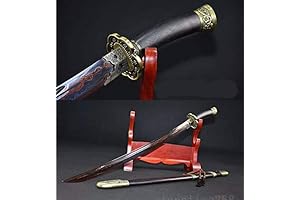 Full Tang Damascus Folded Steel Blade Chinese MEI Hua Qing DAO Sword with Scabbard