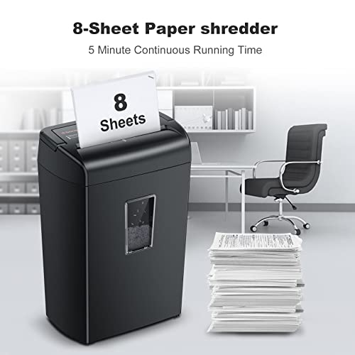 Bonsaii 8-Sheet Micro Cut Paper Shredder, 5 Minute 5.5 Gal Paper Shredder For Home Use For Credit Card, Staple, Clip With Transparent Window（209-E） #TOP1