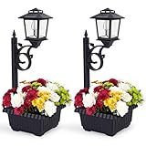 2 in 1 Outdoor Solar Lamp Post Light with Planter, Outdoor Planter for Patio, Wall Mount or Freestanding Waterproof Solar Pathway Decorative Lamp for Lawn Patio Front/Back Door（Flowers not Included）