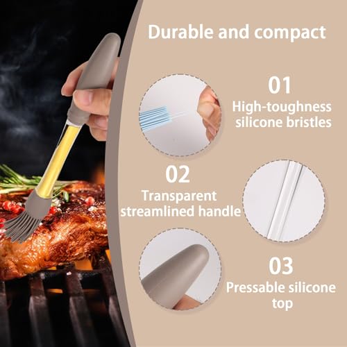 4stk Ölpinsel Silikon, 2 Farben Grillpinsel Hitzebeständig Abnehmbarer mit Hohlem Griff zum Kochen Grillen Backen Grillen Werkzeug Küchengerät Auftragen von Öl Soße und Butter