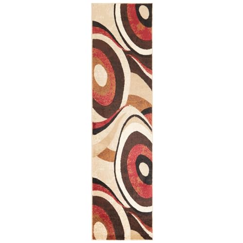 Home Dynamix Tribeca Slade Modern Runner Rug, Abstract Brown/Red 26"x12'