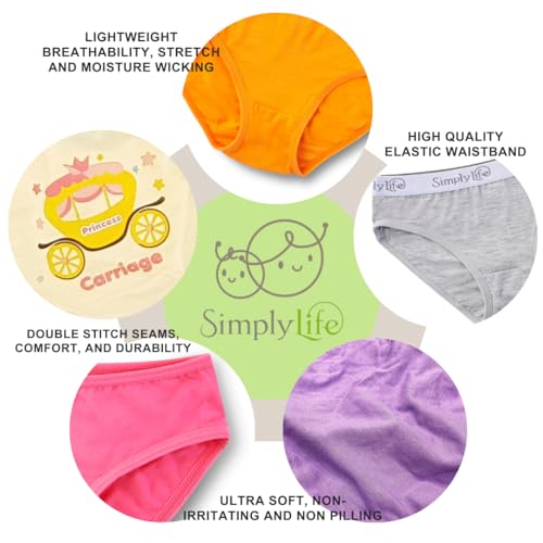 Girls Bamboo Briefs Underwear 5-Pack, Ultra Soft & Breathable Printed Designs, Ages 4-133