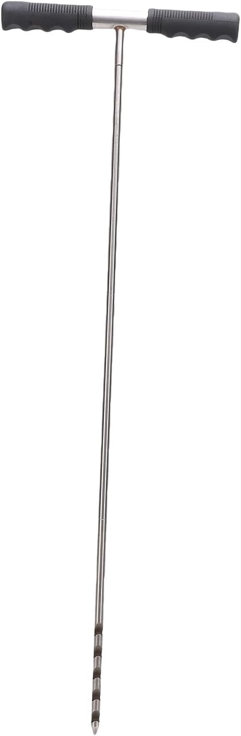Stainless Steel Soil Probe Rod, 32 Inch Adjustable Segmented Ground Rod with T Handle for Locating Septic Tanks Pipes Soil Compaction Test