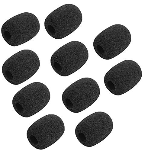 GEEKRIA for Creators Lot de 10 pare-brises en mousse pour microphones de 10 mm de diamètre, pare-brise anti-pop, filtre en mousse éponge compatible avec HyperX, Astro, Bose (noir)