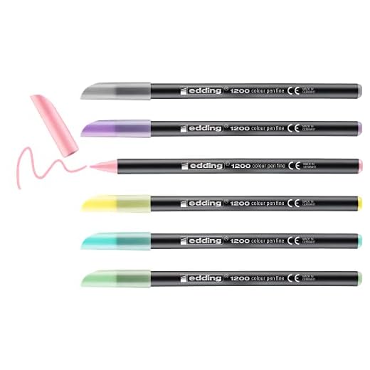Edding 1200 rotulador de color de trazo fino - juego de 6 colores pastel - punta redonda 1 mm - rotulador con punta de fieltro para dibujar y escribir - para colegio o mandala