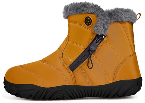 Girls Boys Barefoot Boots Shoes Minimalist Winter Snow Boots Wide Width Waterproof Ankle Booties Cold Weather Outdoor Shoes with Zero Drop Sole (Little Kid/Big Kid)2